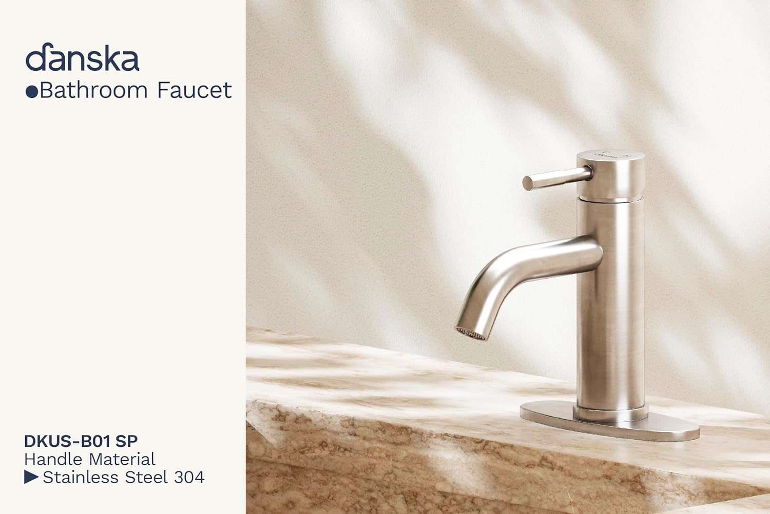 Danska Bathroom Faucet - Single-Lever Danish Design | Satin Polished | Reliable Brass & Stainless Steel Build | Great Water Flow at 1.5gpm | Easy & Practical Installation | Ceramic Cartdrige