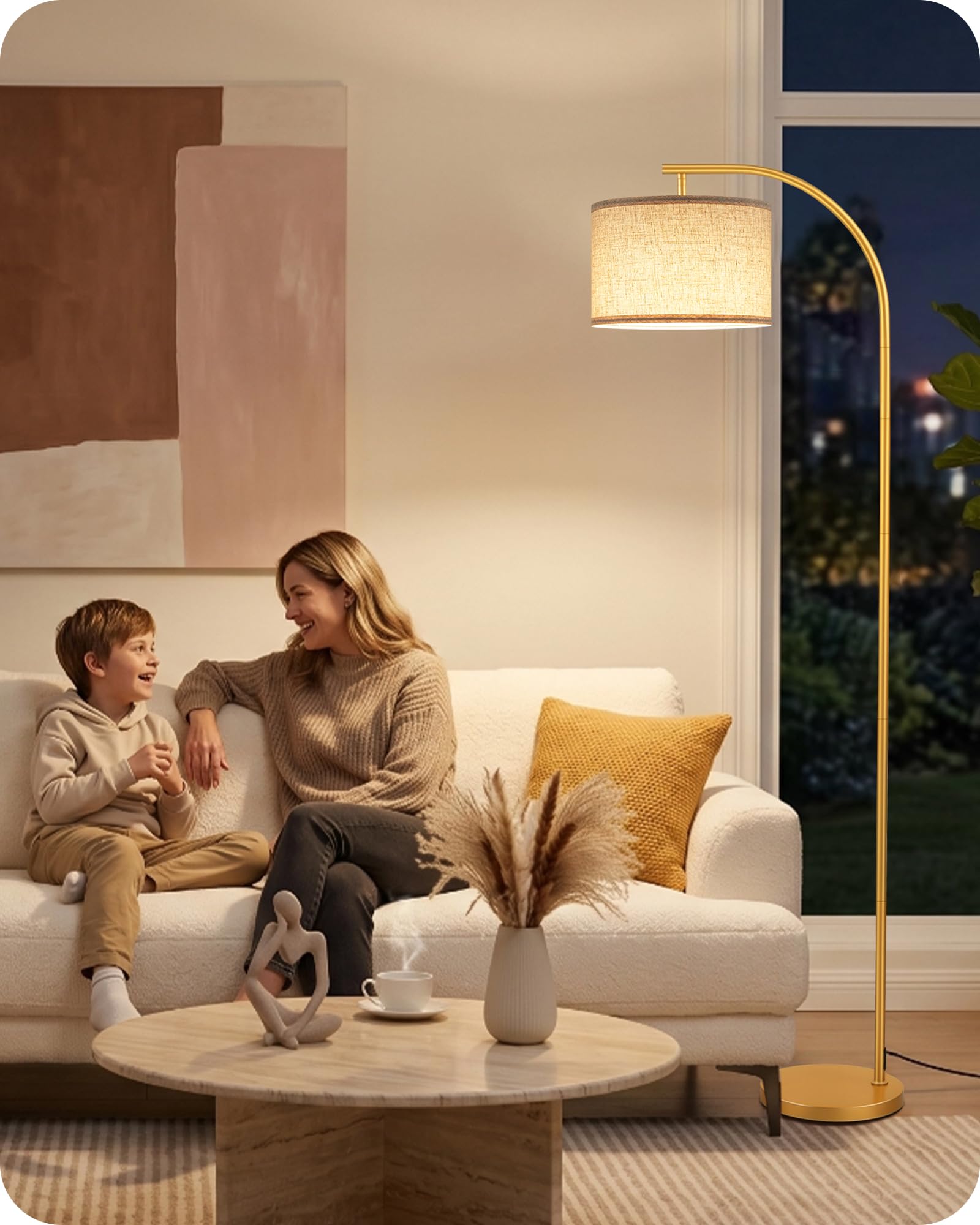 Dimmbare Stehlampe Leinen, Schwarz, Stehleuchte Fernbedienung | Wohnzimmerlampe mit Memory-Funktion und universell drehbarem Lampenkopf, E27, für Schlafzimmer, Wohnzimmer ZDE32LDD05