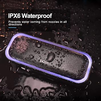 DOSS SoundBox Pro Bluetooth Speaker, 20W Stereo Sound, Active Extra Bass, 20H Playtime, Multi-Colors Lights, Wireless Stereo Pairing, IPX6 Waterproof for Garden, Hiking, Camping, Beach, Party-Blue