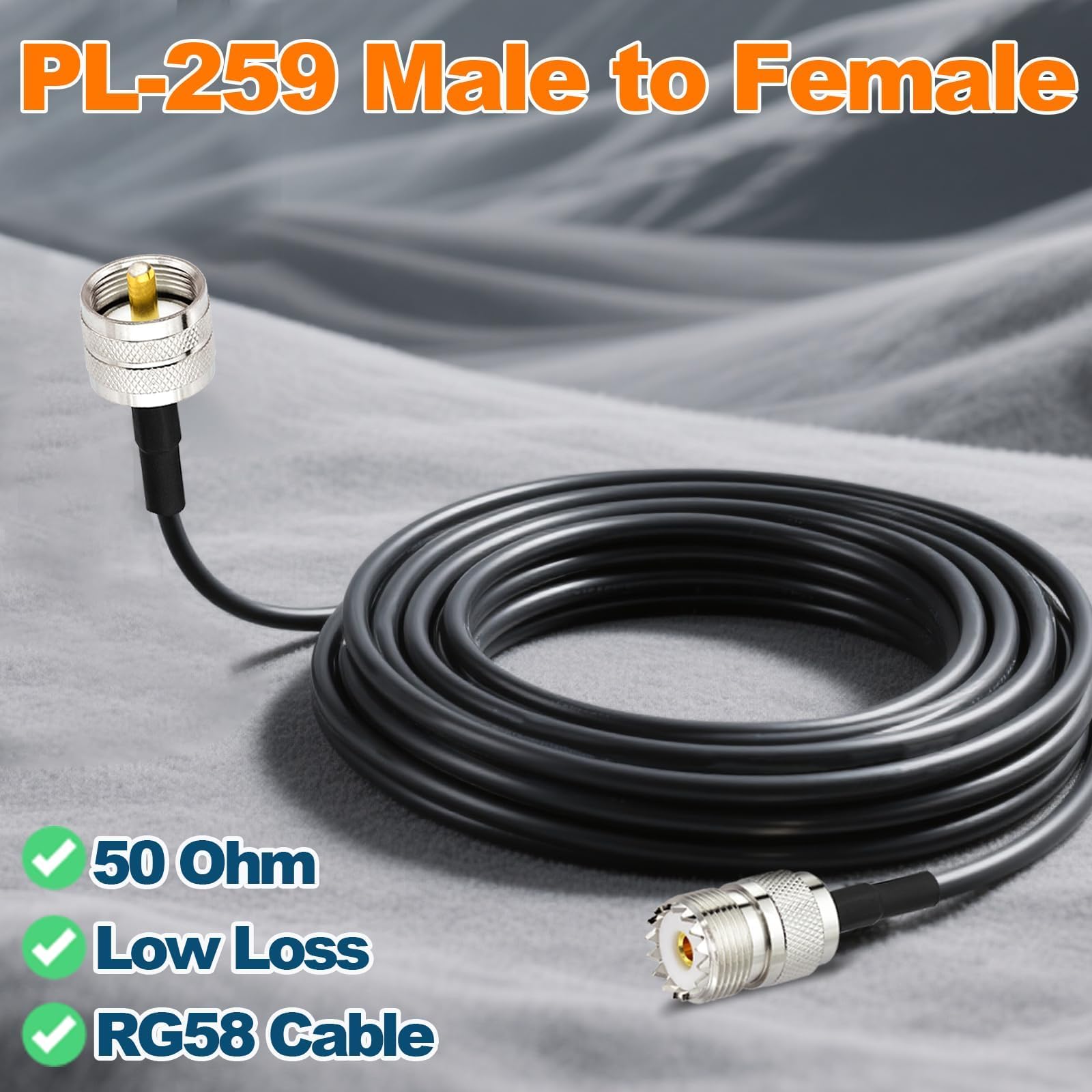 UHF PL 259 Maschio A UHF SO 239 Femmina RG58 Cavo Di - Foto 7