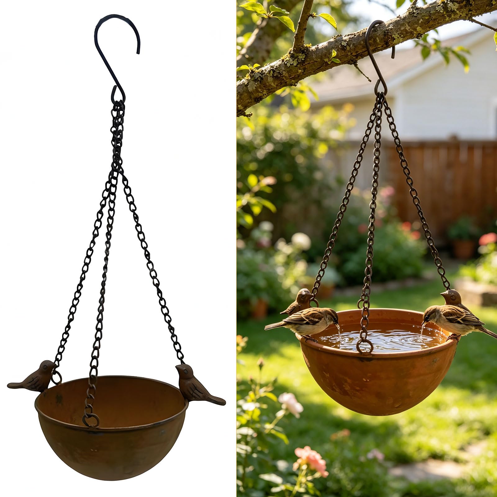 Abreuvoir pour oiseaux extérieur résistant au gel lot de deux avec crochet