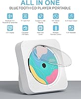 Vista 2 de Reproductor de CD portátil con Bluetooth Reproductores de CD de escritorio para el hogar con altavoces de sonido HiFi, Mini reproductor de CD lindo