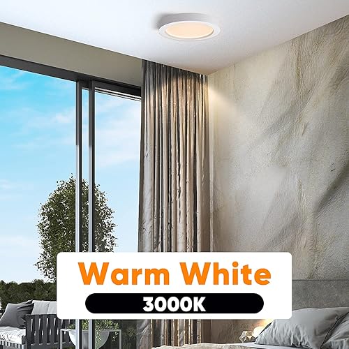Miniatura 4 de Lámpara de techo LED de montaje empotrado de 5 pulgadas, 120 V, 11 W, 600 lúmenes, luz plana redonda blanca cálida de 3000 K, luz empotrada en