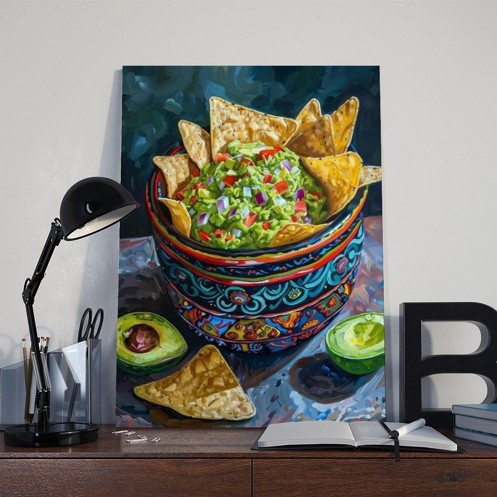 Bunte Guacamole und Chips Kunst-Leinwandposter Schlafzimmer Dekor Landschaft Büro Zimmer Dekor Geschenk 50,8 cm L x 76,2 cm B