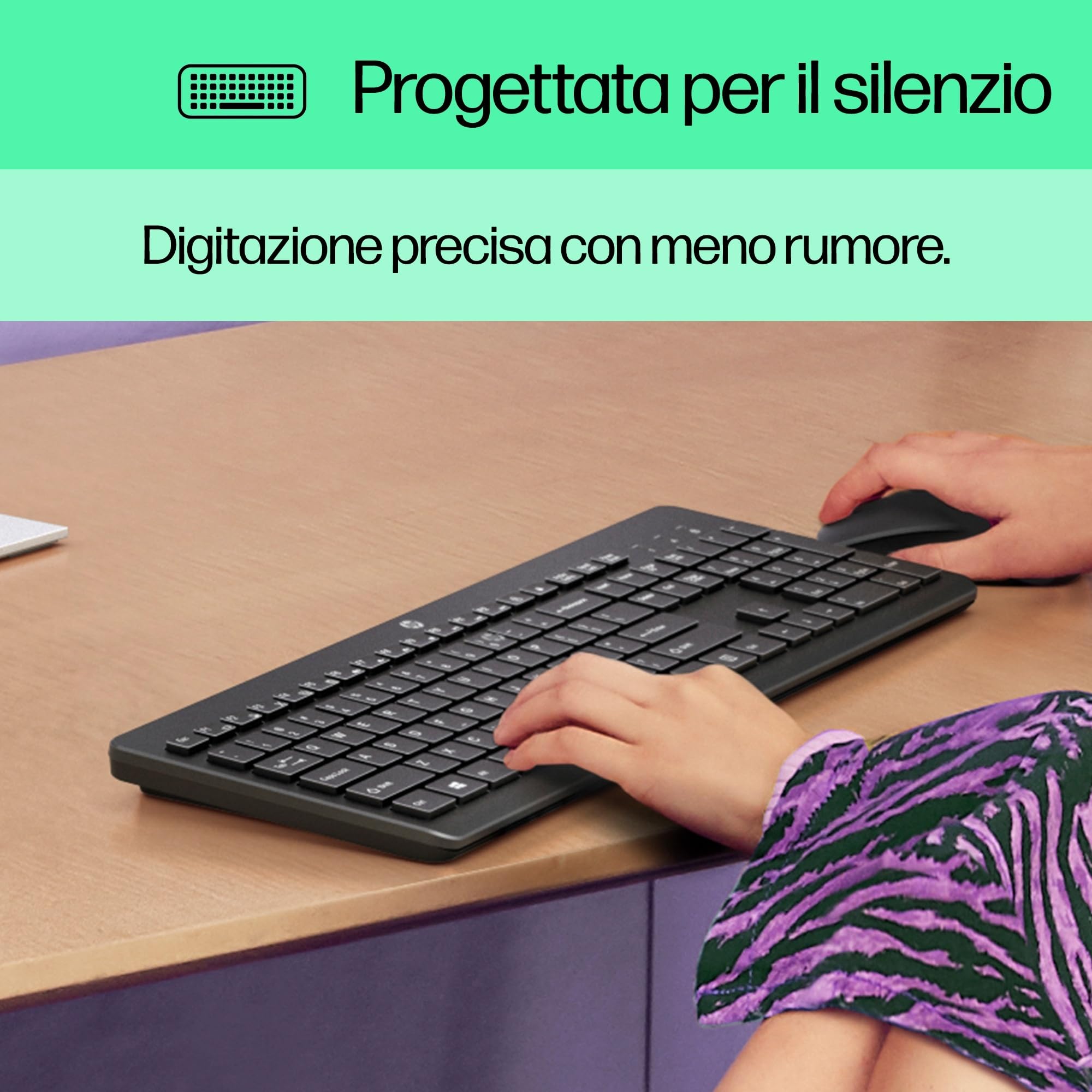 HP 230 Tastiera Wireless, Connessione con Dongle USB-A a 2,4 GHz, Multi-dispositivo, Qwerty, Layout Italiano, Autonomia fino a 16 mesi, Compatibile con Windows 10, 11 e macOS, Nera