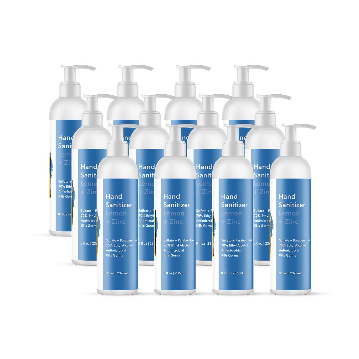 Hand Sanitizer GEL Lemon Scented | Case of 12 (8OZ) Bottles | 70% Ethyl Alcohol