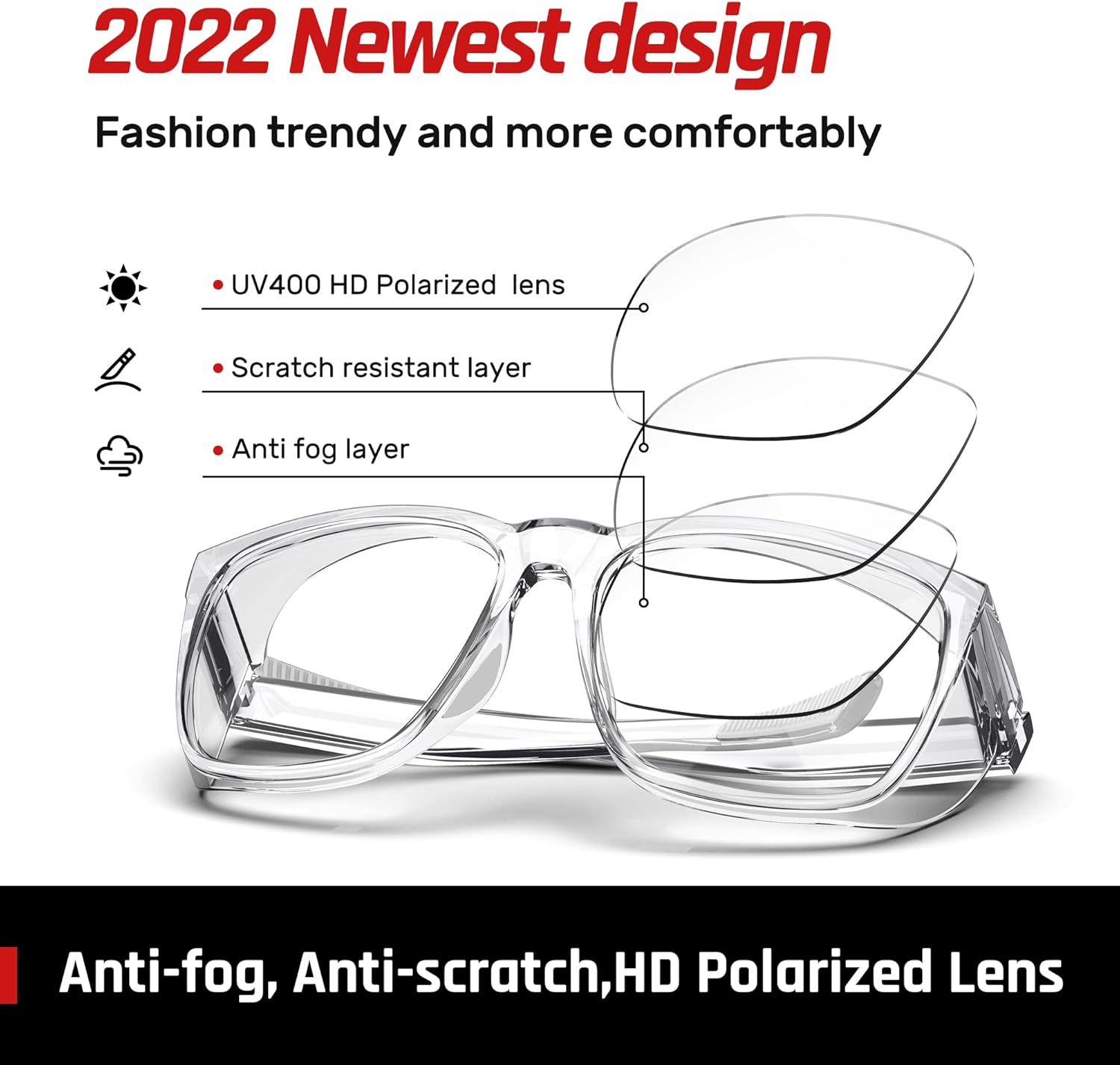 DILANCO Clear Safety Glasses Goggles With Side Shields for Women Men,Fog & Scratch-Resistant Complete UV Protection Eyewear - Image 6