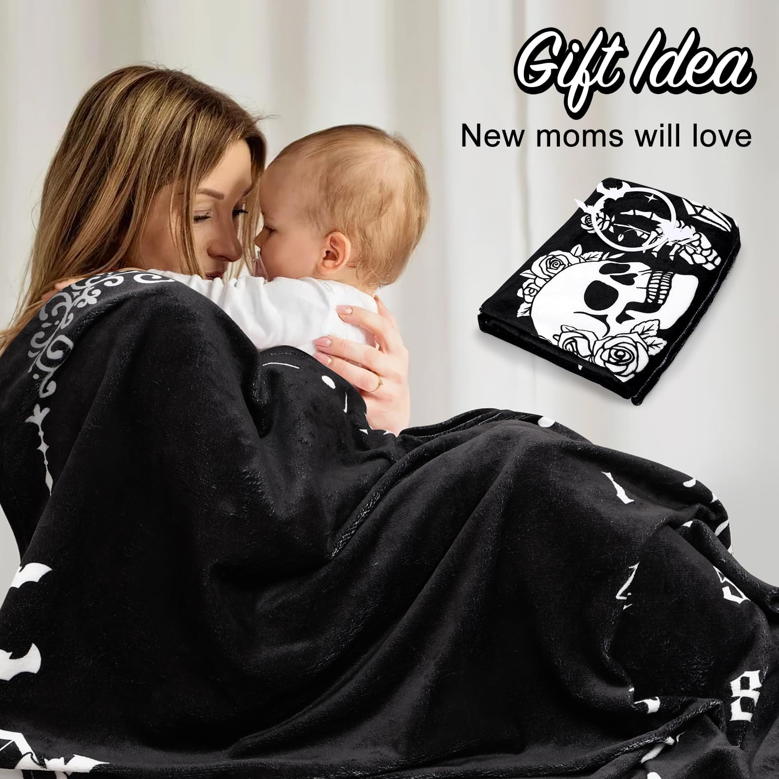 Manta gótica mensual de hitos para bebé, tabla de crecimiento gótica para niña, niño, baby shower, fondo para recién nacida, mamá, polilla, guardería, murciélago, decoración de Halloween,
