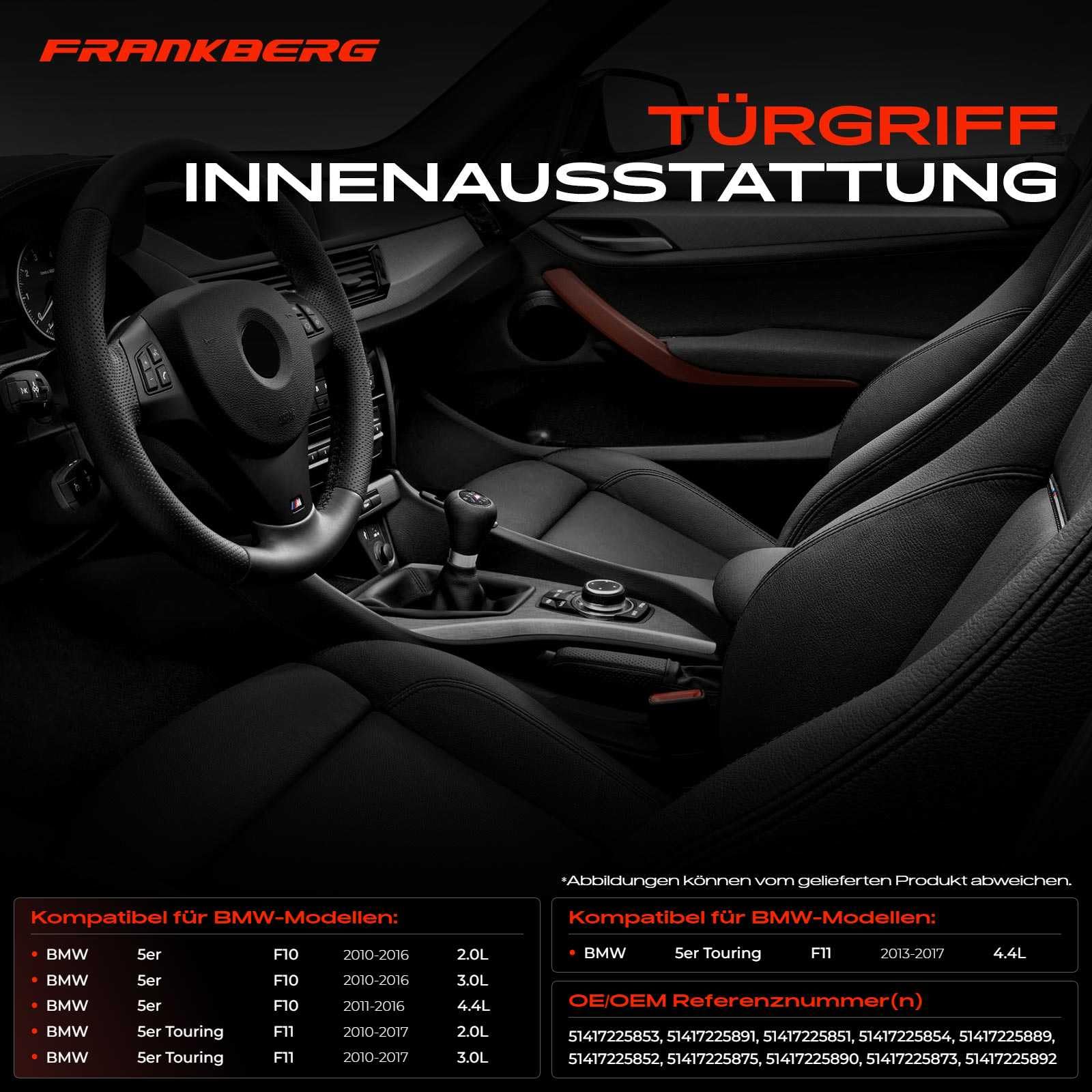 Frankberg 7x Türgriff Innenausstattung Abdeckkappe 51417225873 51417225851