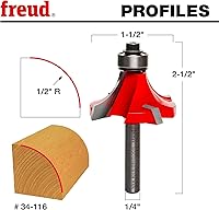 Vista 3 de Broca para redondeo en rebajadora 34-100 de Freud, 1/16 pulgada de radios y vástago de 1/4 pulgada