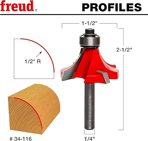 Miniatura 3 de Broca para redondeo en rebajadora 34-100 de Freud, 116pulgada de radios y vástago de 14pulgada