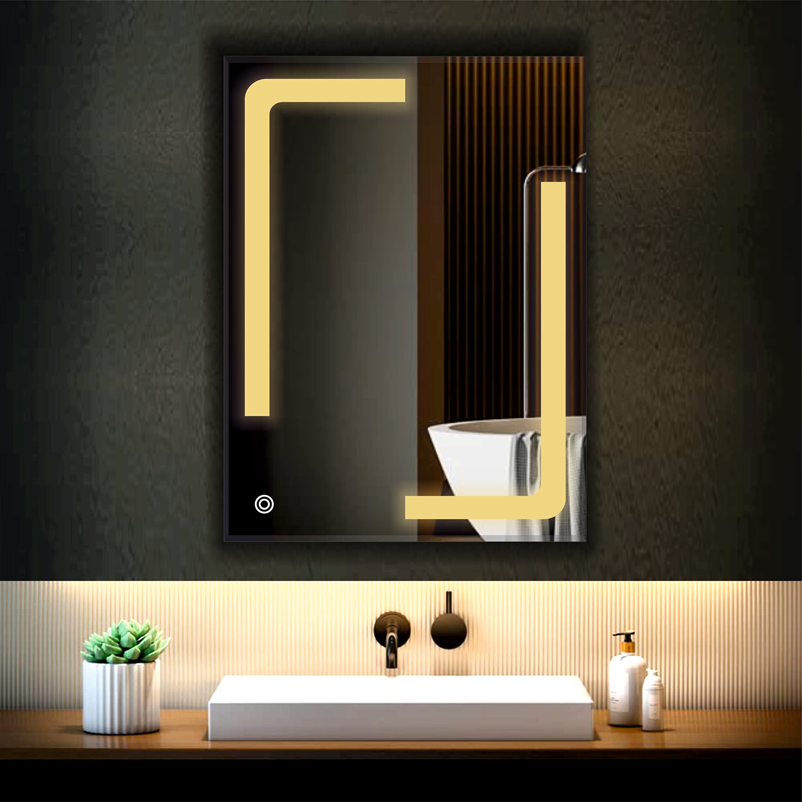 LED Bathroom Mirror with Touch Sensor | Dimmable, Portrait 1, 12x18 | 3 Color Temperatures | Wall Mounted-image-48