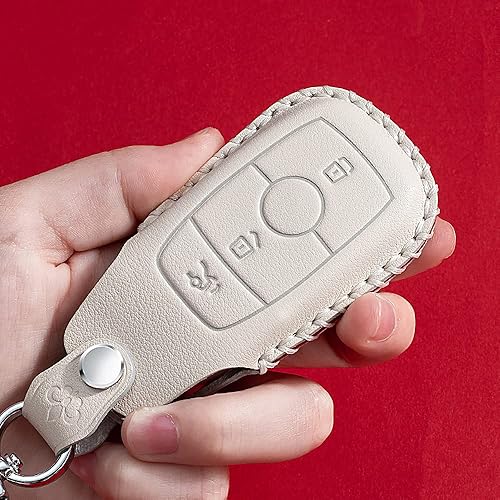 Miniatura 2 de ontto Funda de piel con 3 botones para llaves de automóvil, funda de protección completa para Mercedes-Benz Clase A, Clase C, Clase G 2019-2021,