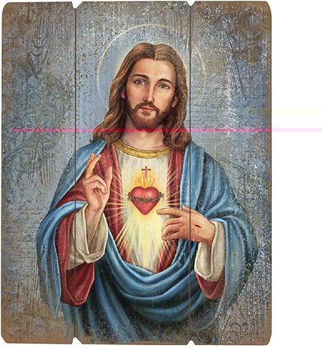 Michael Adams - Paleta de madera de 12 pulgadas de ancho x 15 pulgadas de alto, diseño de corazón sagrado