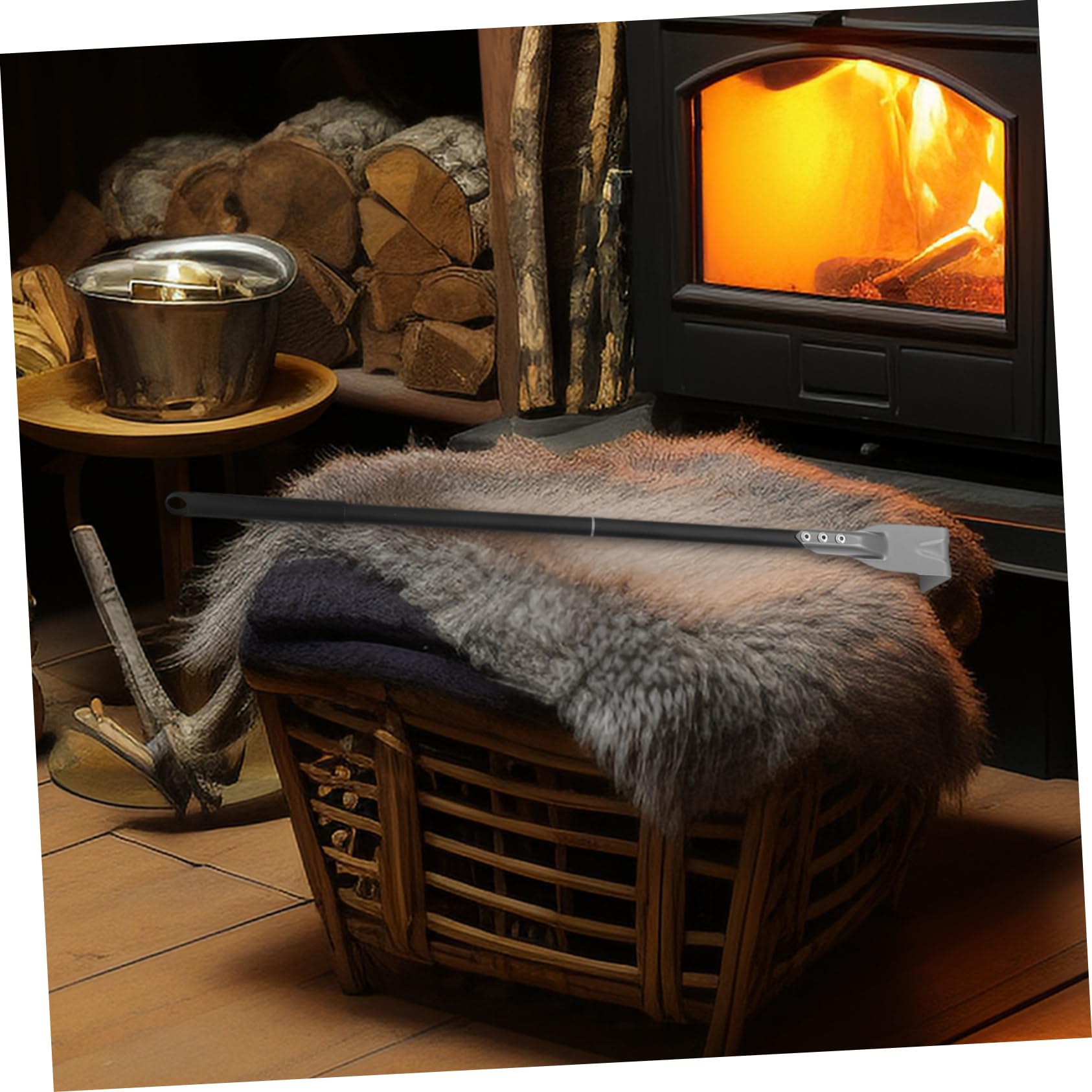 SOLUSTRE Ergonomic Handle BBQ Ash Oven Ash Shovel Fireplace Scraper Home Supplies