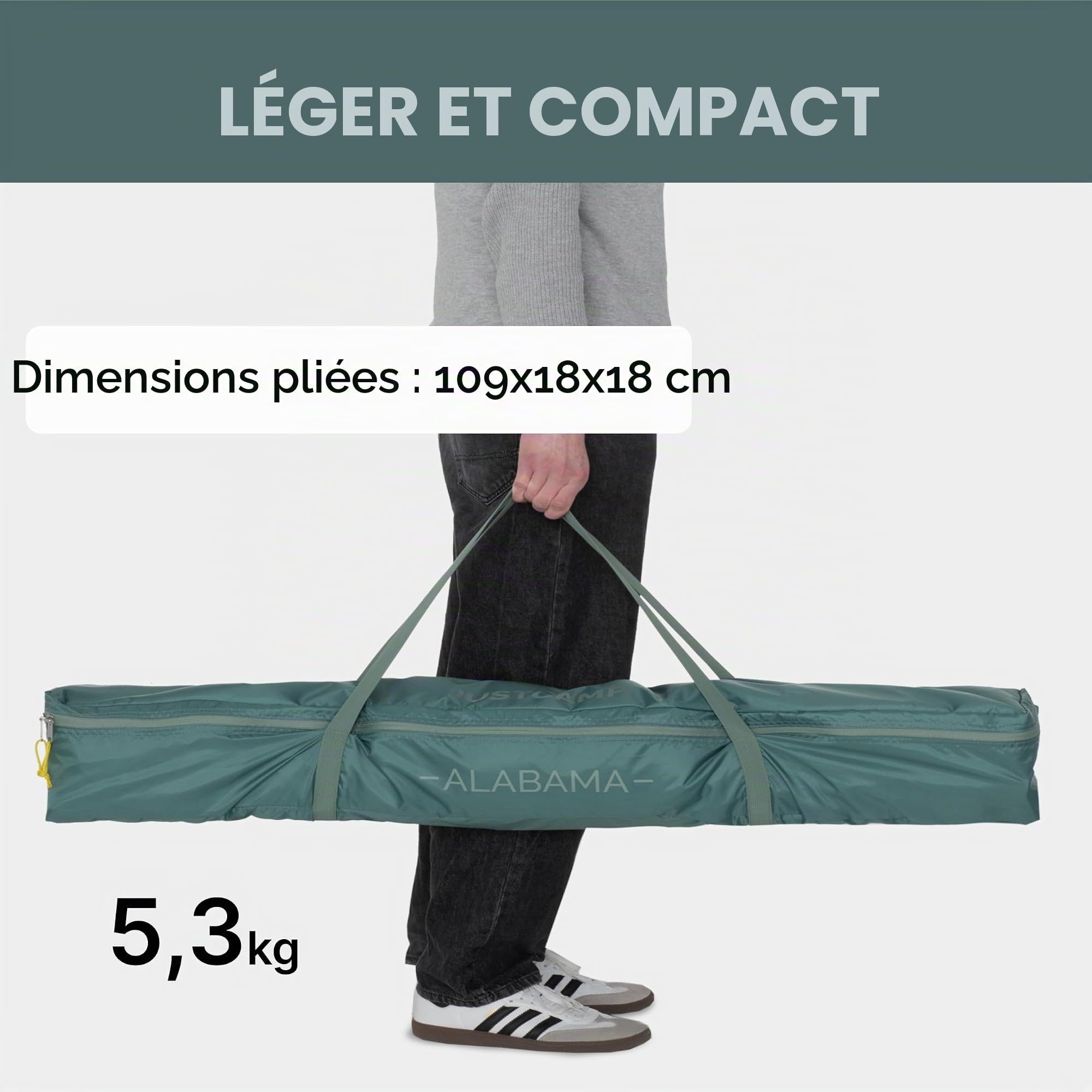JUSTCAMP Tonnelle imperméable à montage rapide avec 4 parois latérales de 2,5 x 2,5 m – Tonnelle d'extérieur robuste pliable avec protection UV 80+ pour jardin, camping, festival et plage – Tente