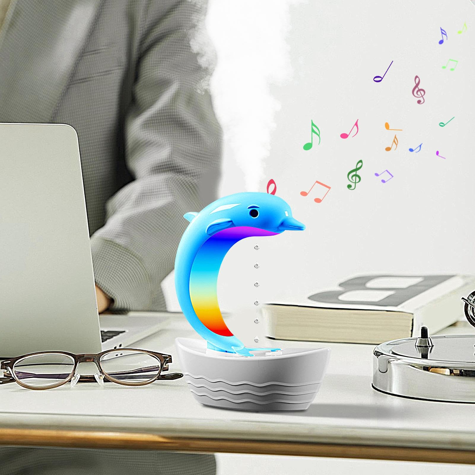 Umidificatore LED e altoparlante wireless - Diffusore d'aria Dolphin