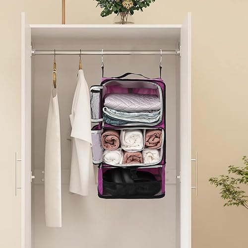 Miniatura 6 de TABITORA Estantes colgantes portátiles de viaje, organizador de armario, almacenamiento de equipaje con compartimento invisible multifuncional y