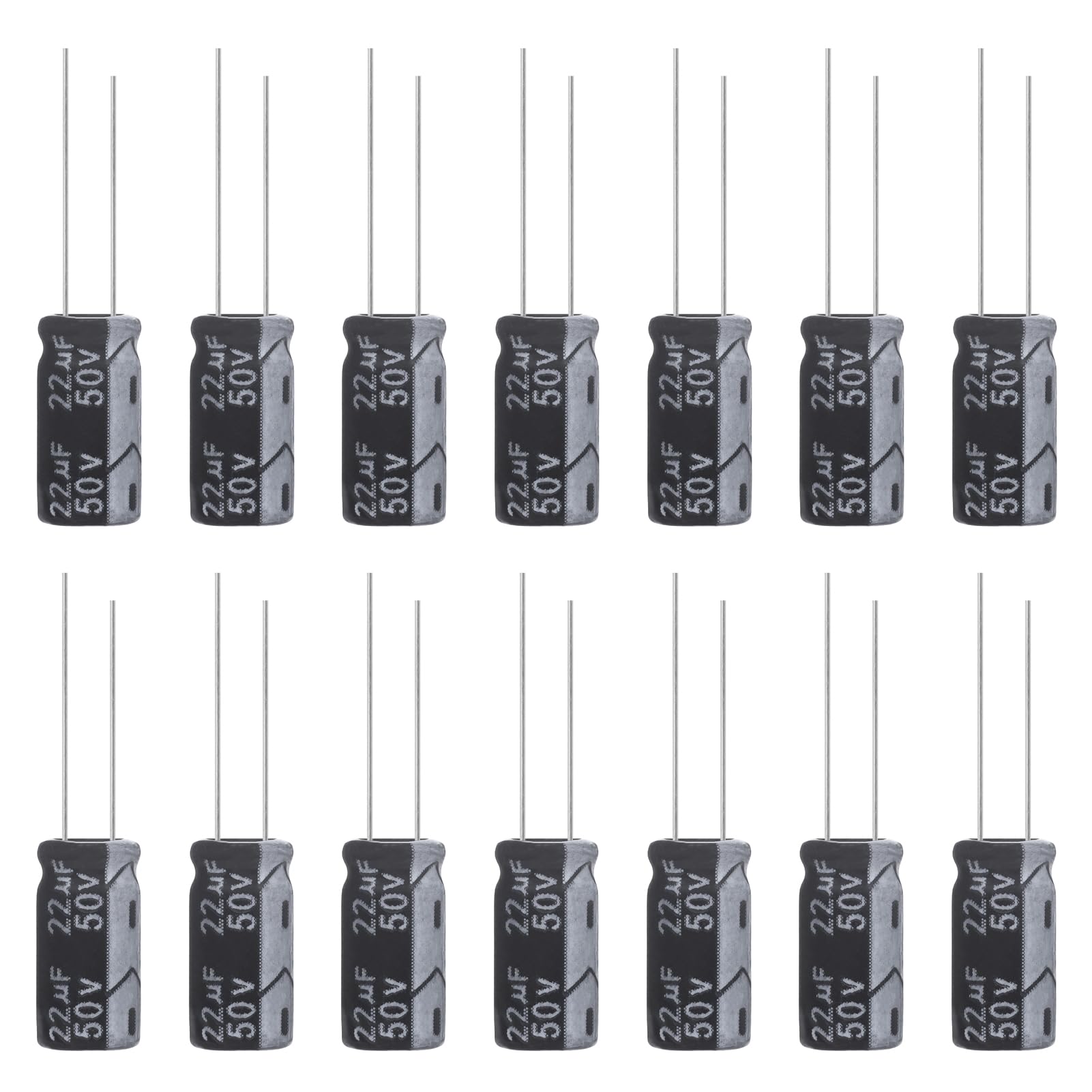 22uF 50V 5x11mm Electrolytic Capacitor 22 UF MFD 50 Volt 0.2x0.43in Aluminum Capacitors (Pack of 15)