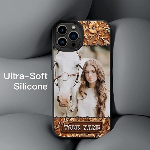 Miniatura 3 de Fundas de madera con nombre de foto de caballo personalizadas para mascotas, compatible con iPhone 14 13 12 11 Pro Max  Samsung Galaxy S23 S22 S21