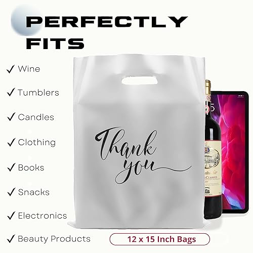 Miniatura 3 de Rainbows & Lilies 100 bolsas de agradecimiento, bolsas de plástico de 12 x 15 pulgadas con asas, bolsas de compras para pequeñas empresas, regalos,