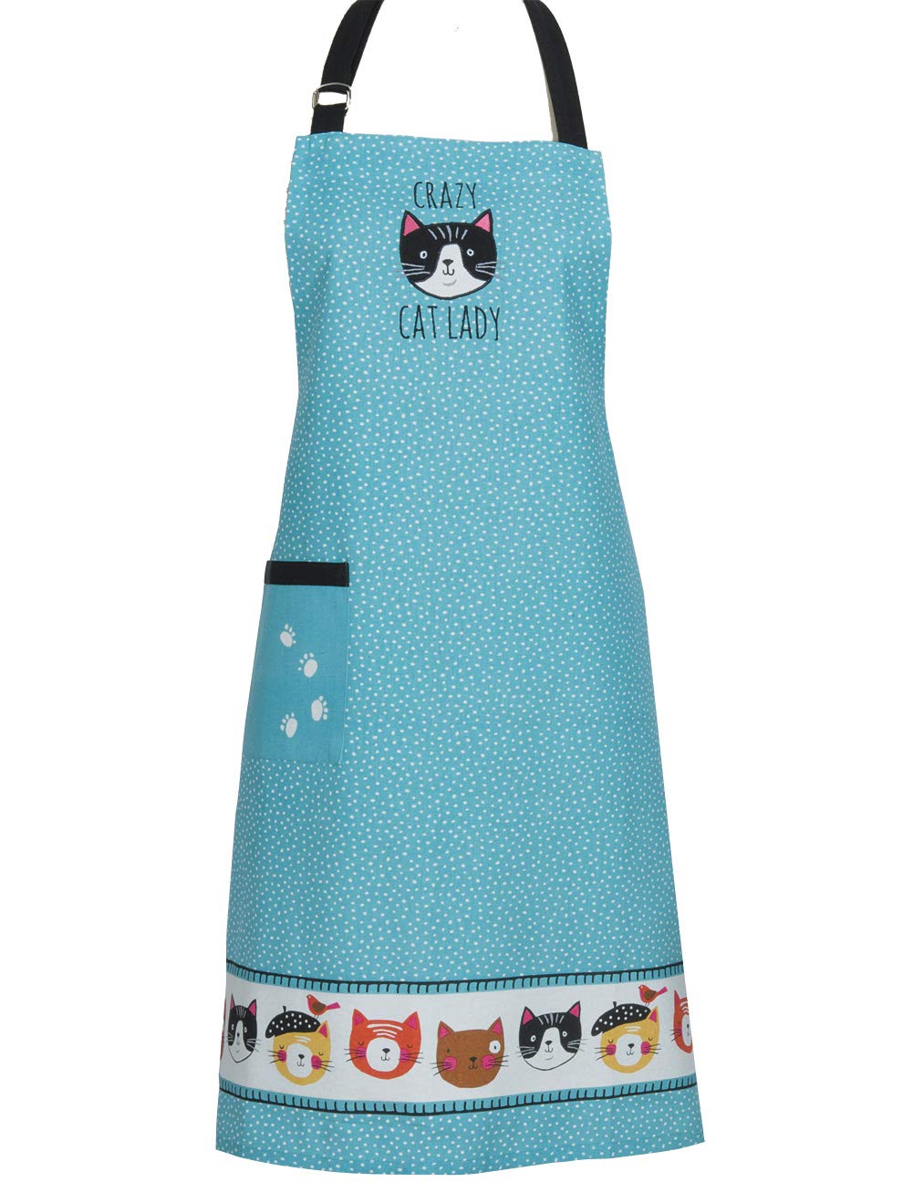 Tablier Kay Dee Crazy Cat Chef en coton coloris assortis 26x34 pouces