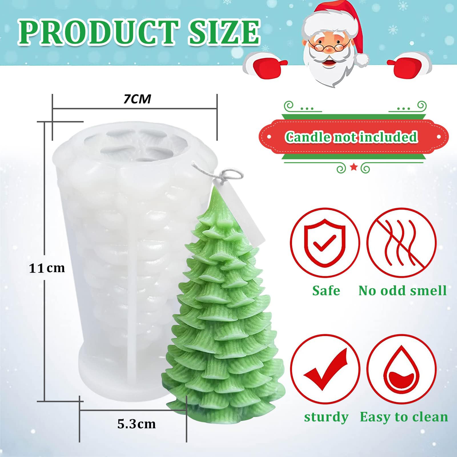 Moule à Bougie D'arbre De Noël Moule à Bougie Sapin De Noël Moule Silicone En Forme Arbre De Noël 3D Moule à Bougie De Noël Moule En Silicone Pour