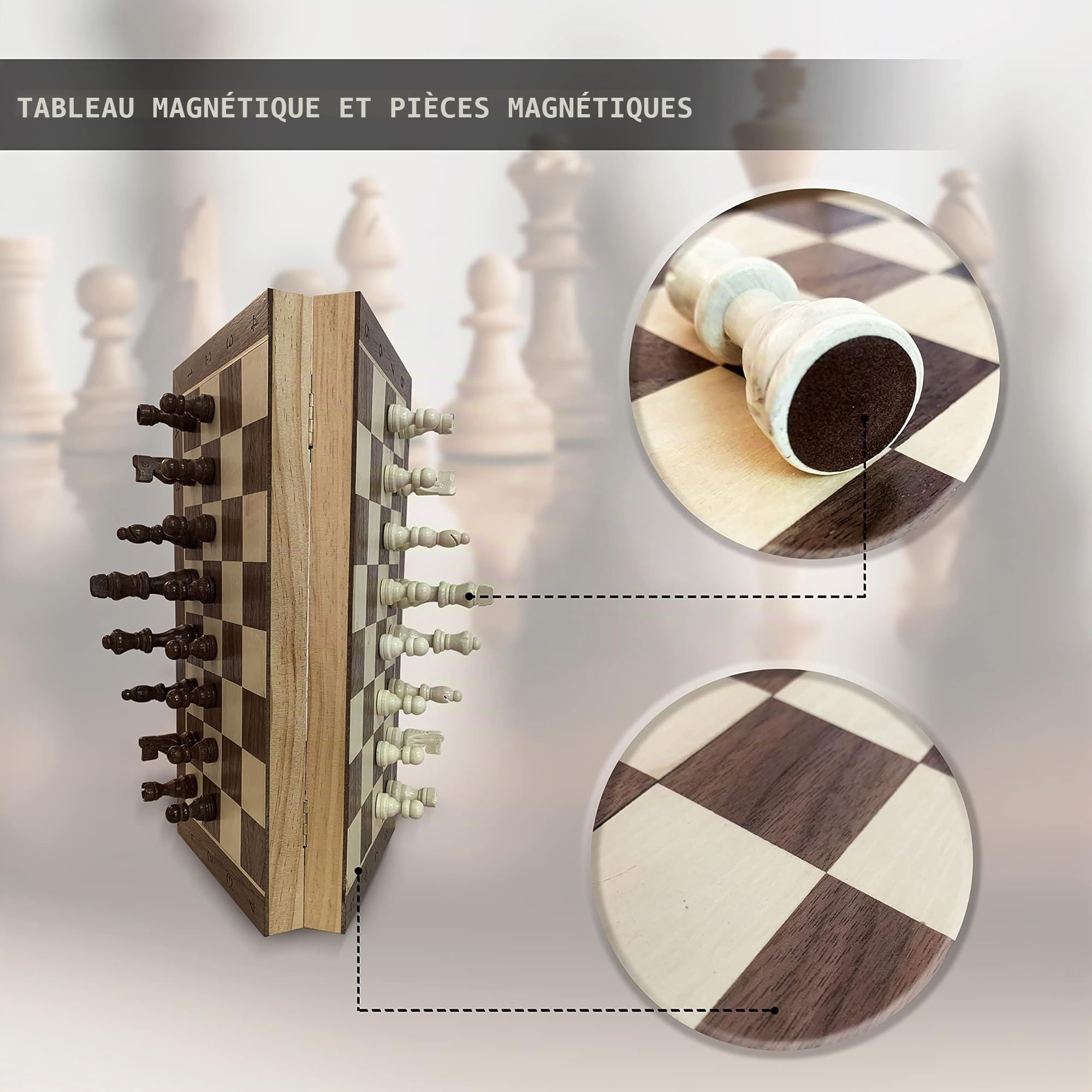DOJA Barcelona | Echiquier en Bois et Minuterie Numérique | 39x39cm | Pièces Jeu Echec Staunton et Horloge Digitale | Pliable Jeu d Echecs Magnetique | Jeux de Société Enfant Adulte, Jeu Voyage..