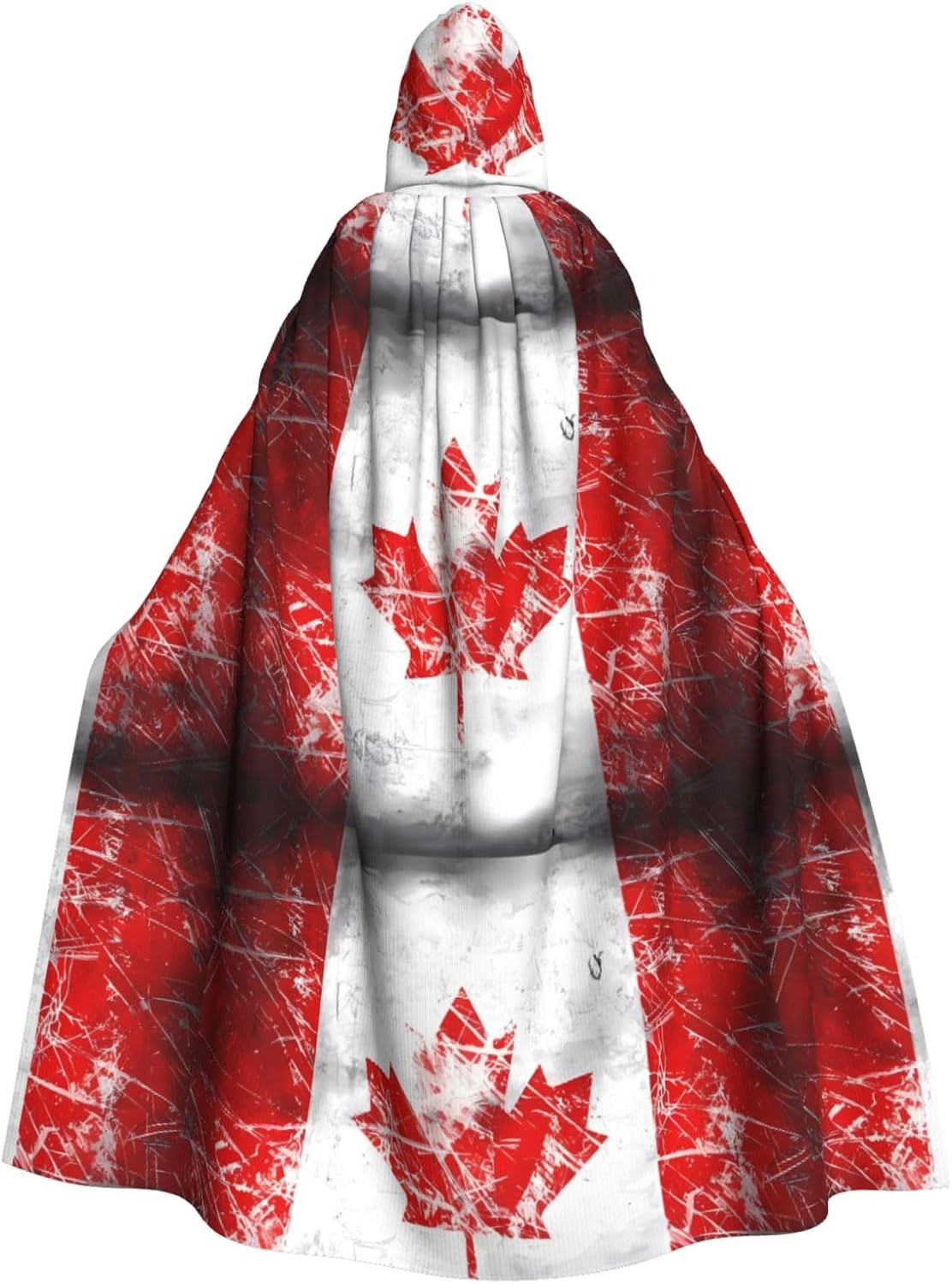 Retro Canada Flag Men Women Halloween Role Play Party Decoration Hooded Poncho Black