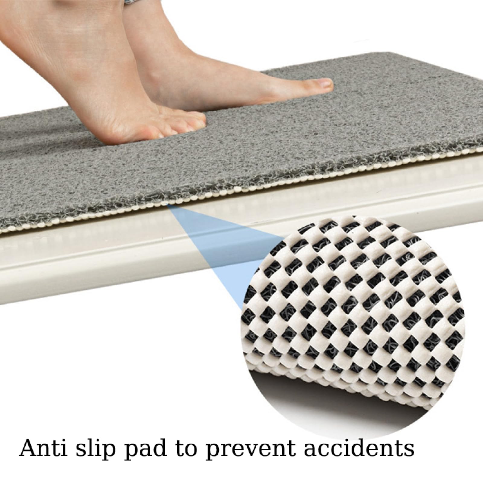 Tappetino Doccia Antiscivolo In PVC Morbido - Asciugatura Rapida, Con Fori Di Scarico, Grigio 80 Cm - Foto 6