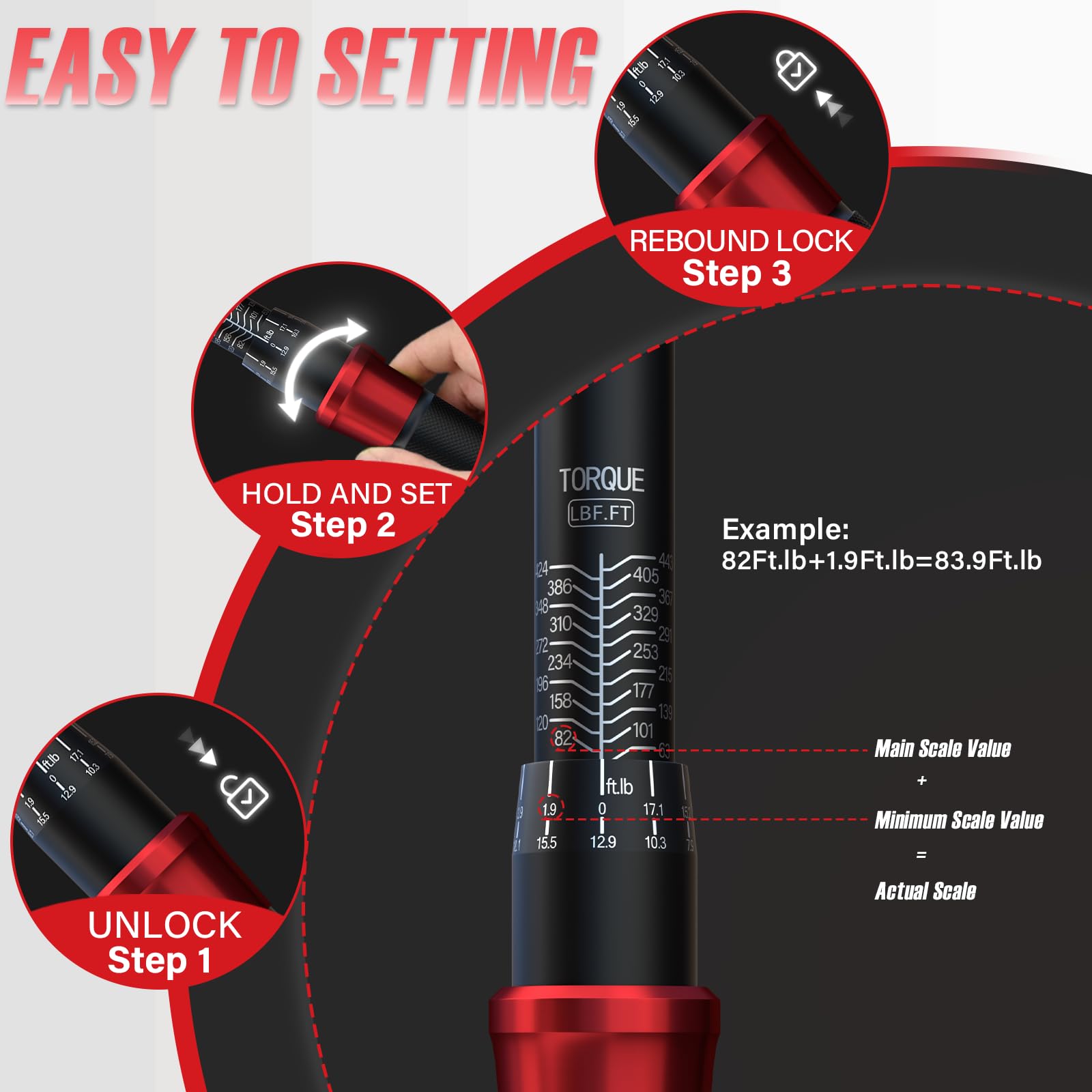 3/4" Antrieb Drehmomentschlüssel 100-600 Nm, ±3% Genauigkeit, 42CrMo-Stahl-Kopf, Schwerlast-LKW-Drehmomentschlüssel für Radschrauben und Kurbelwellenbolzen