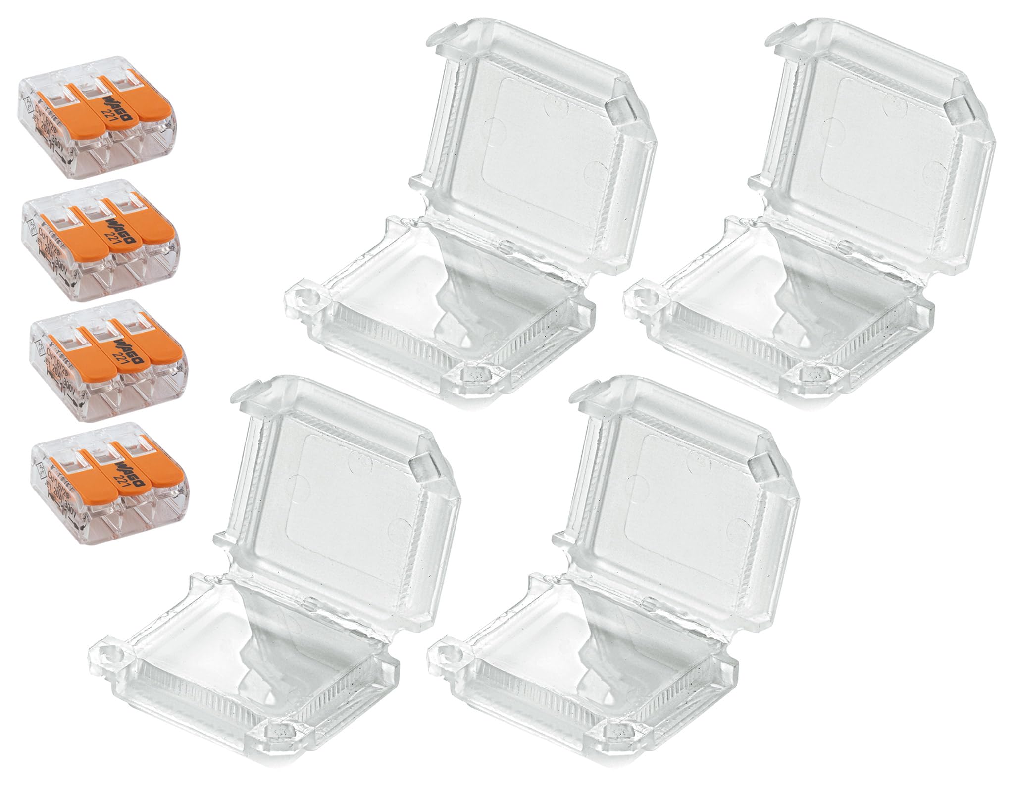 Zenitech Lot de 4 boîtiers de Connexion étanches IPX8 3 entrées S221 Wago
