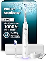 Philips Sonicare 6500 Series Electric Toothbrush: 1000% More Plaque Removal, Pressure Sensor, 9 Modes, 21-Day Battery, App, Travel Case - HX7410/10 White
