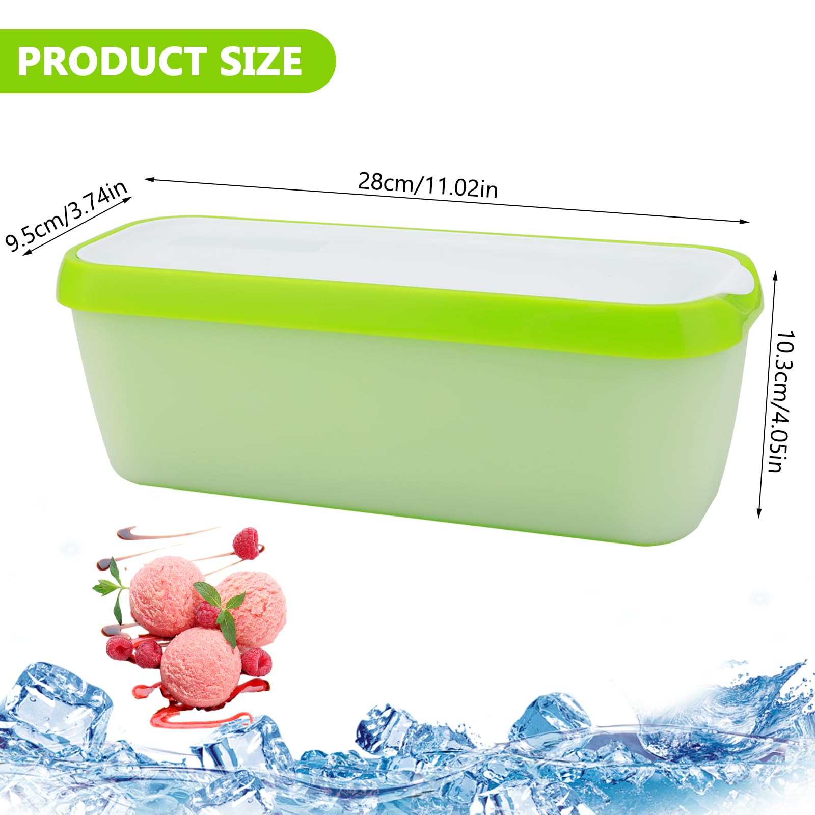 1.5 L Juego de 2 Recipientes para Helados, Reutilizables, con Tapa de Silicona, Congelador con Tapa de Silicona, Sin Bpa, Para Helados Caseros, Accesorios de Cocina