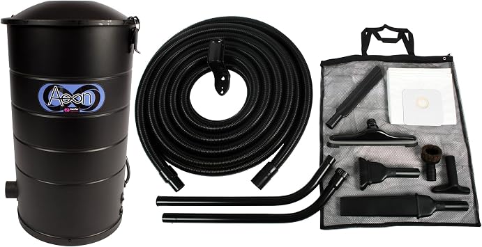 Cen-Tec Systems Aeon 7 Gallon Wall-Hung HEPA Commercial Vacuum with 50 Ft. خرطوم ومجموعة ملحقات ، أسود