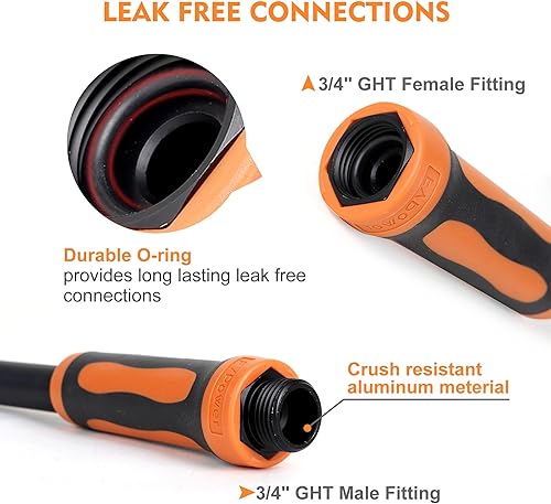 Miniatura 4 de Manguera de jardín híbrida de 50 pies x 58 pulgadas, resistente, flexible, ligera, resistente a las torceduras con mango de agarre giratorio,