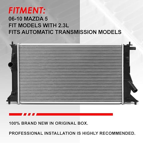 Miniatura 6 de Auto Dynasty DPI 2894 - Radiador de refrigeración de 1 fila estilo fábrica, compatible con Mazda 5 2.3L AT 06-10, núcleo de aluminio