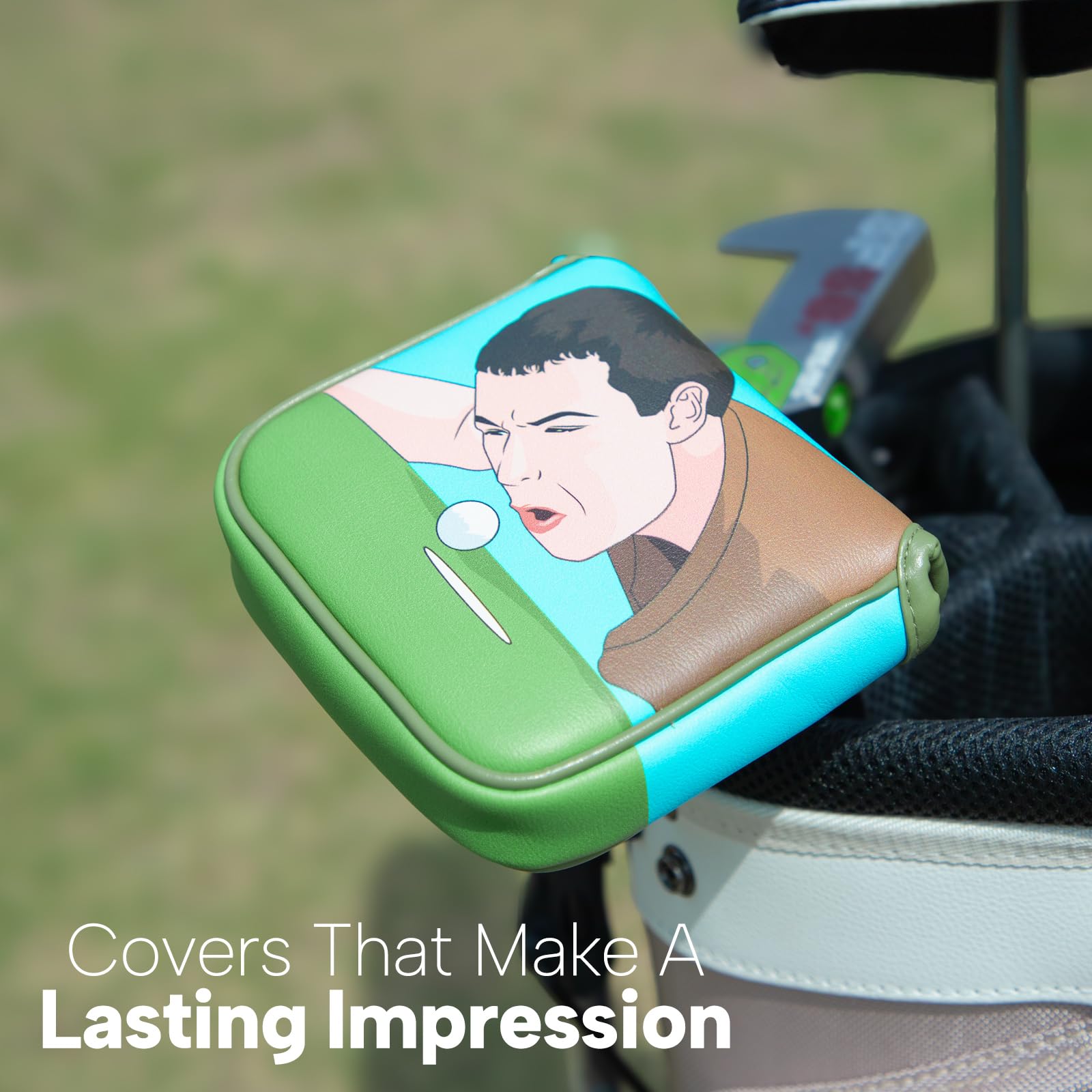 Divertida funda de putter de golf con cierre magnético de cuero para todas las marcas