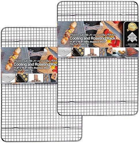 KITCHENATICS - Juego de rejillas y bandejas de enfriamiento, 304 acero inoxidable