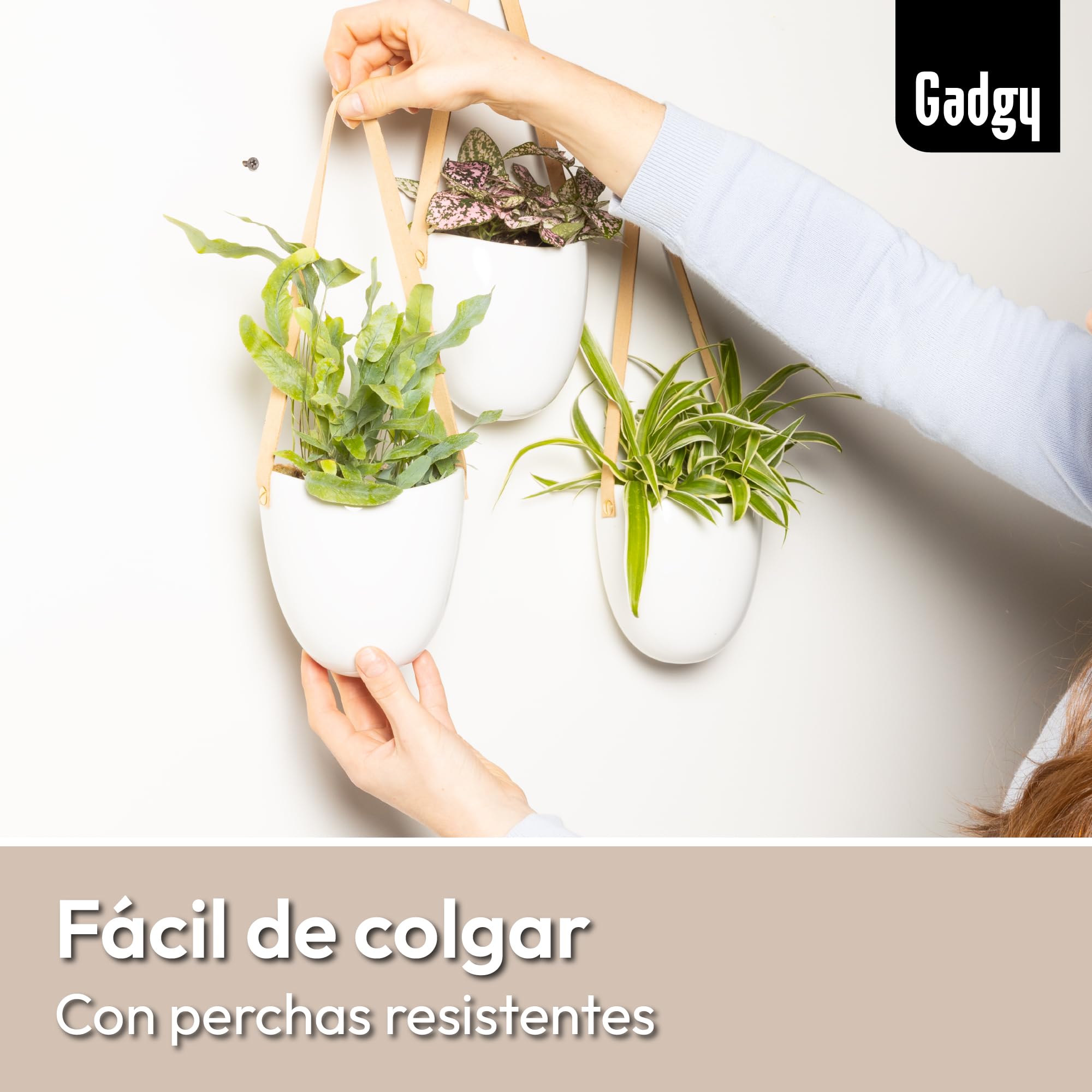 Gadgy Macetas Colgantes | Set di 3 Macetas para Colgar | Macetero Colgante | Maceteros Colgantes | Adornos para Cocina | Plantas Colgantes Interior | Decoracion terraza |Macetero Pared