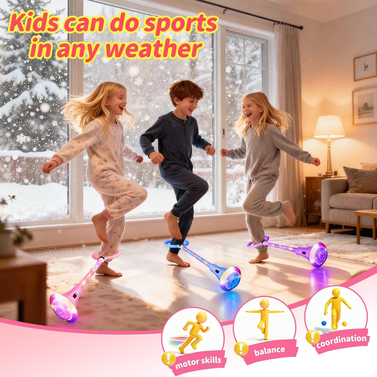 Skip Ball for Kids, Rechargeable Skip Ball Ankle Toy with Flashing Light-Up Wheel & Rod, Indoor/Outdoor Toys for Kids with Counter, Timer and Cal Calculator