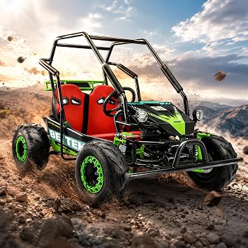 Go Kart, Gokart Off-Road ATV 2-Seater Dune Buggy with Dual Suspension,125cc 4-Stroke Gas Powered 18" All-Terrain Tires, Max Speed 40km/h, 440lbs Load Capacity, Safety Roll Cage, for Adults