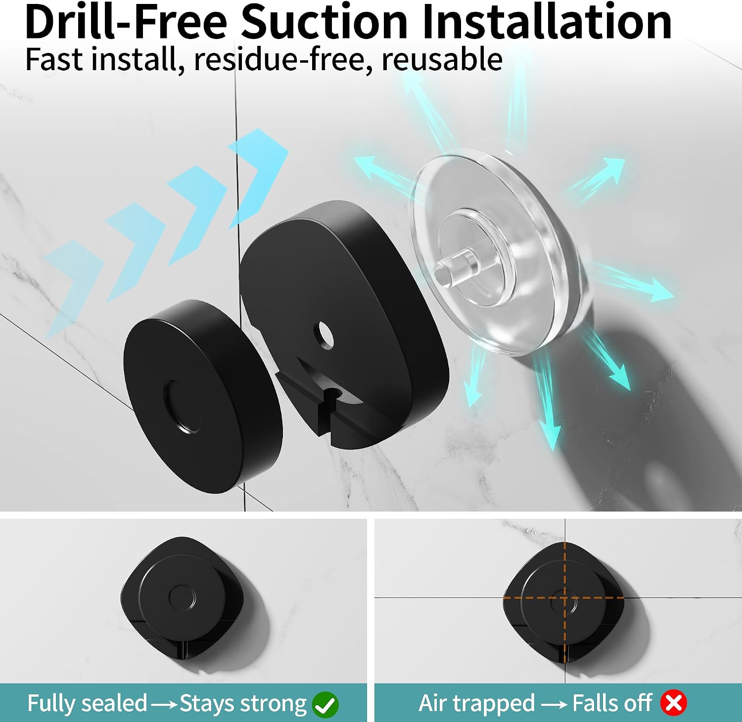 Suction Cup Soap Dish 2 Layer – No Drilling Reusable Shower Soap Holder with Hooks for Bathroom, Kitchen Sink, RV