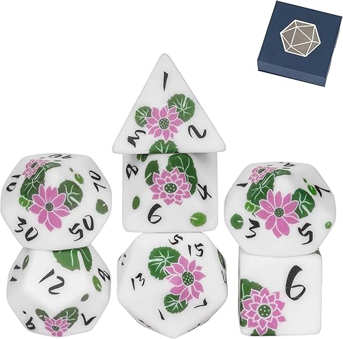 Miniatura 7 de HDdais Juego de dados DND, 7 piezas de dados poliédricos con diseño de grietas D&D para juegos de rol de Calabozos y Dragones y otros juegos de mesa