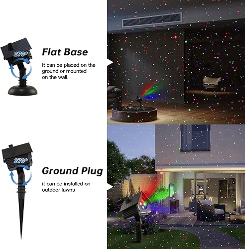 Miniatura 5 de HeKation Proyector de luces de Navidad para exteriores, proyector láser de Navidad con 6 temas, control remoto, control de velocidad, temporizador y