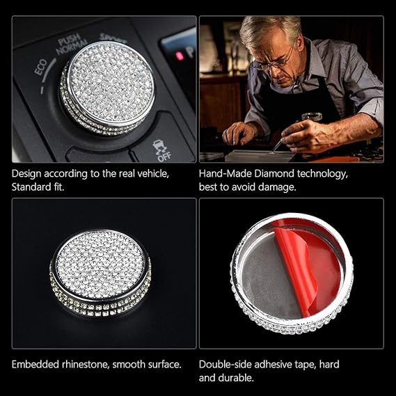 PIFOOG Bling Crystal Speed Button Sticker for Lexus RX NX RX300 RX350 NX200 NX300 ECO Push Normal Sport Car Interior Accessories Trim Silver (Speed Button Small)
