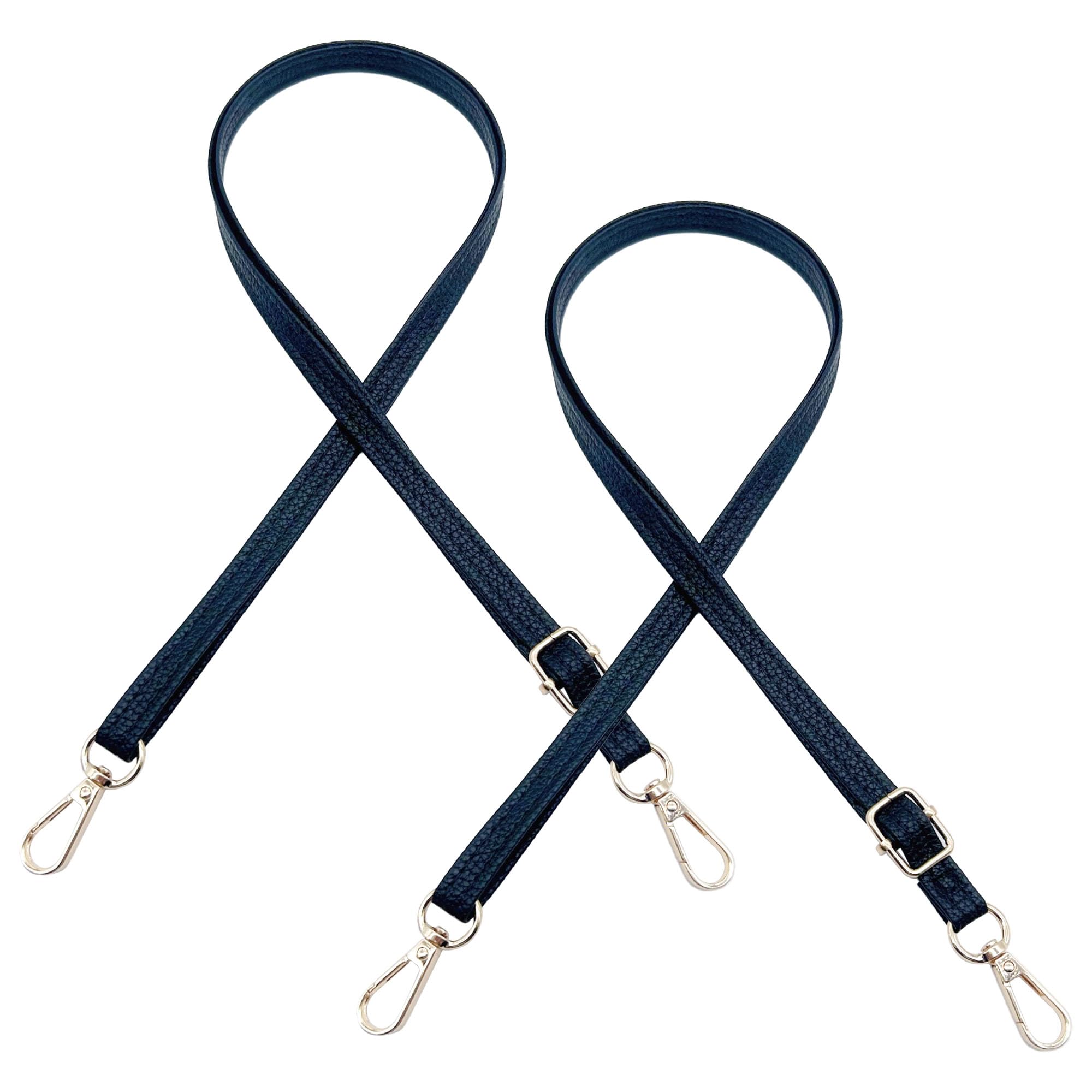 JMZLLRX 2 PCS Replacement PU Leather Bag Handles, Black Adjustable Purse Strap for Handbags Shoulder Bag Crossbody Bag, DIY Purse Making Kit for Handmade Bag