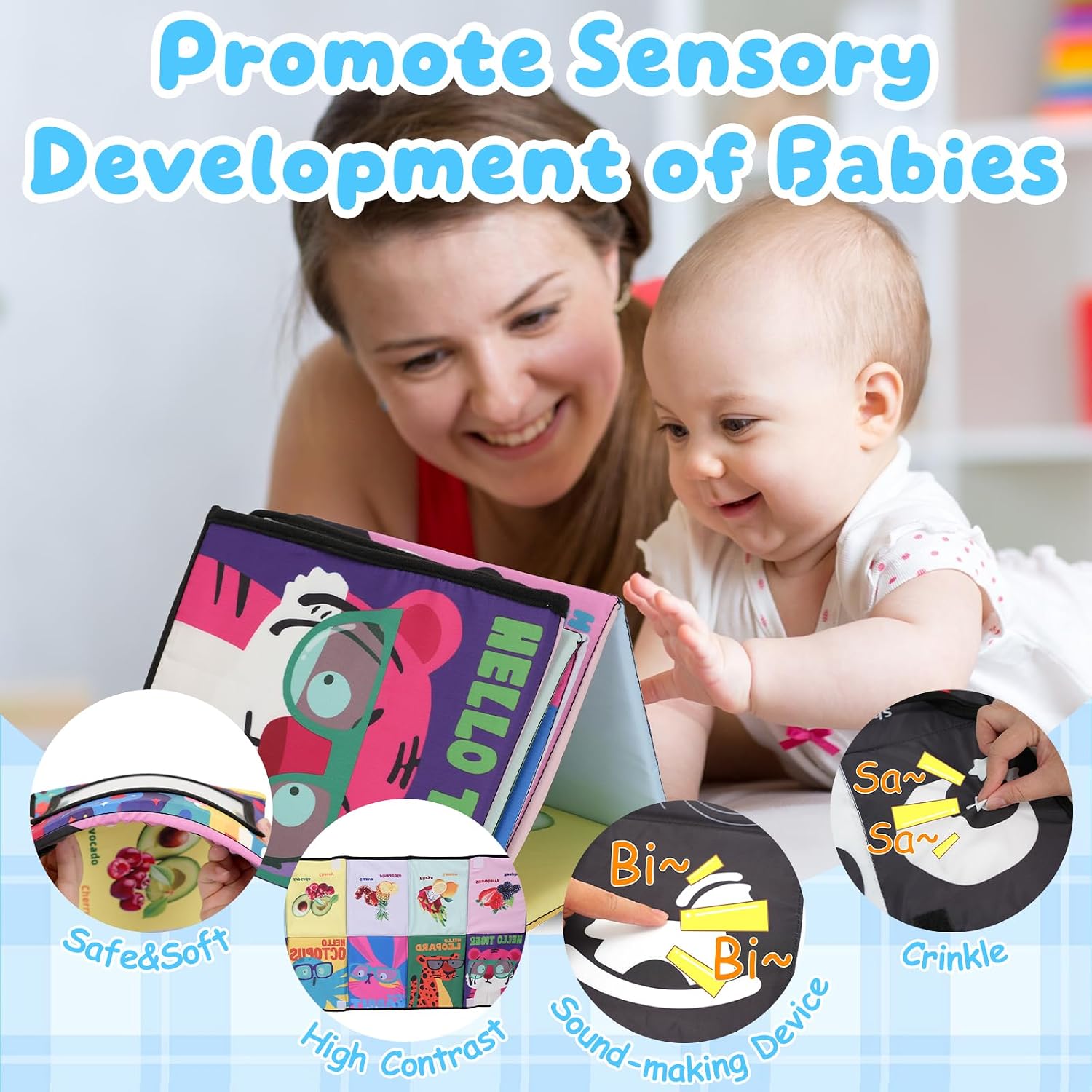 Baby Mirror Tummy Time Toy,High Contrast Baby Toys for Newborn,Extra-Large & Multi-Use Design Indestructible Baby Book Perfect 0-6-12 Months Infant Sensory Toys Gift