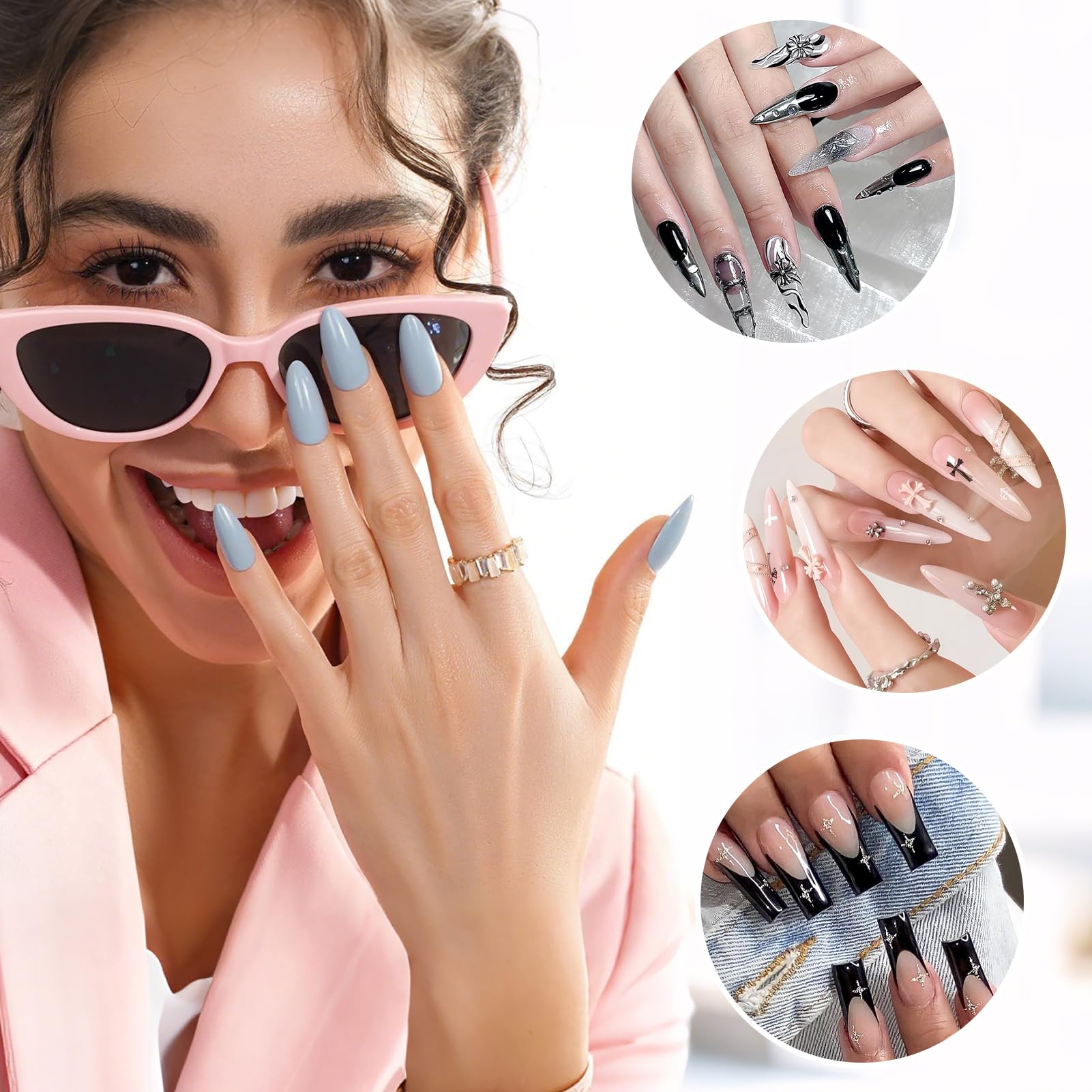 MELLIEX Zestaw 120 Dual Nail Forms do przedłużania paznokci 5 foremek, żelowe formy do paznokci, zestaw 48 naklejek do paznokci UV i akrylu