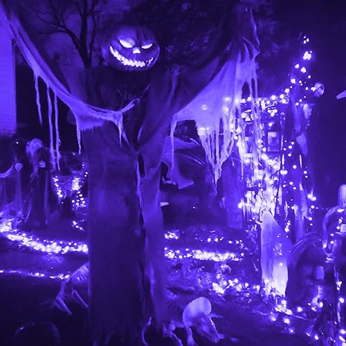 Miniatura 7 de Guirnalda de luces LED que funcionan con pilas, luces LED UV negras de 32.8 pies, accesorios de luz negra flexibles, alambre de cobre alimentado por